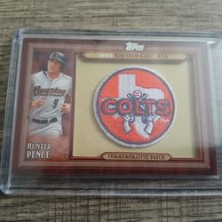 2011 Topps Commemorative Patch baseball card featuring Hunter Pence and a patch of the 1963 Houston Colt .45s logo.
