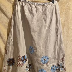 J.Jill~ floral tan blue skirt 