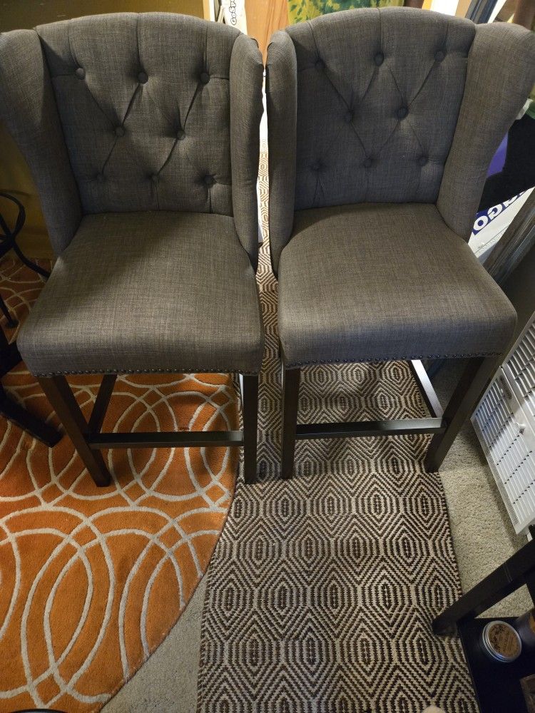 Adler 25.25" Light Gray Upholstered Counter Stool - Set of 2