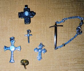Cross Pendents, Bracelet And Pin