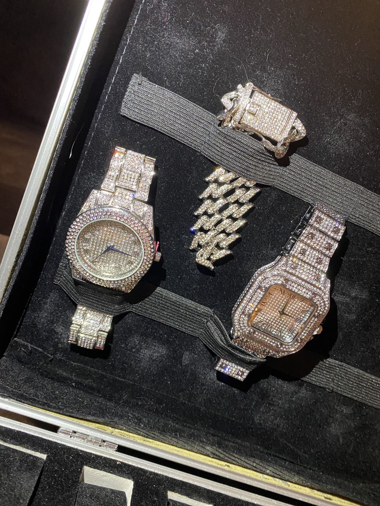 Three Pieces Lab Stones White Silver Italiano