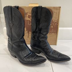 Lucchese Classics Handmade Black Teju Lizard Boots - L606544 - Size 10.5D