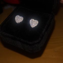 1-Carat Moissanite Triple Layer Heart Earrings in 925S Silver Womens