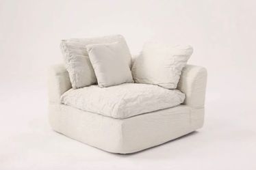 Deep-Seat Cloud Couch, Boneless Sofa with Removable and Washable Covers,White