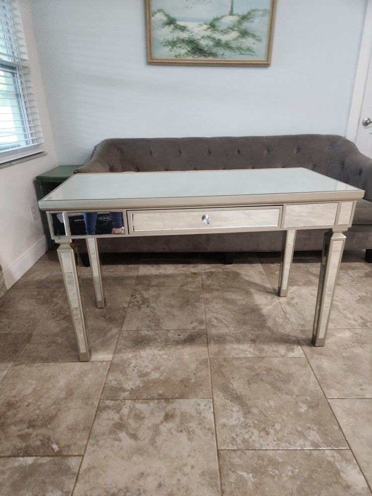 MIRRORED DESK W/ DRAWER