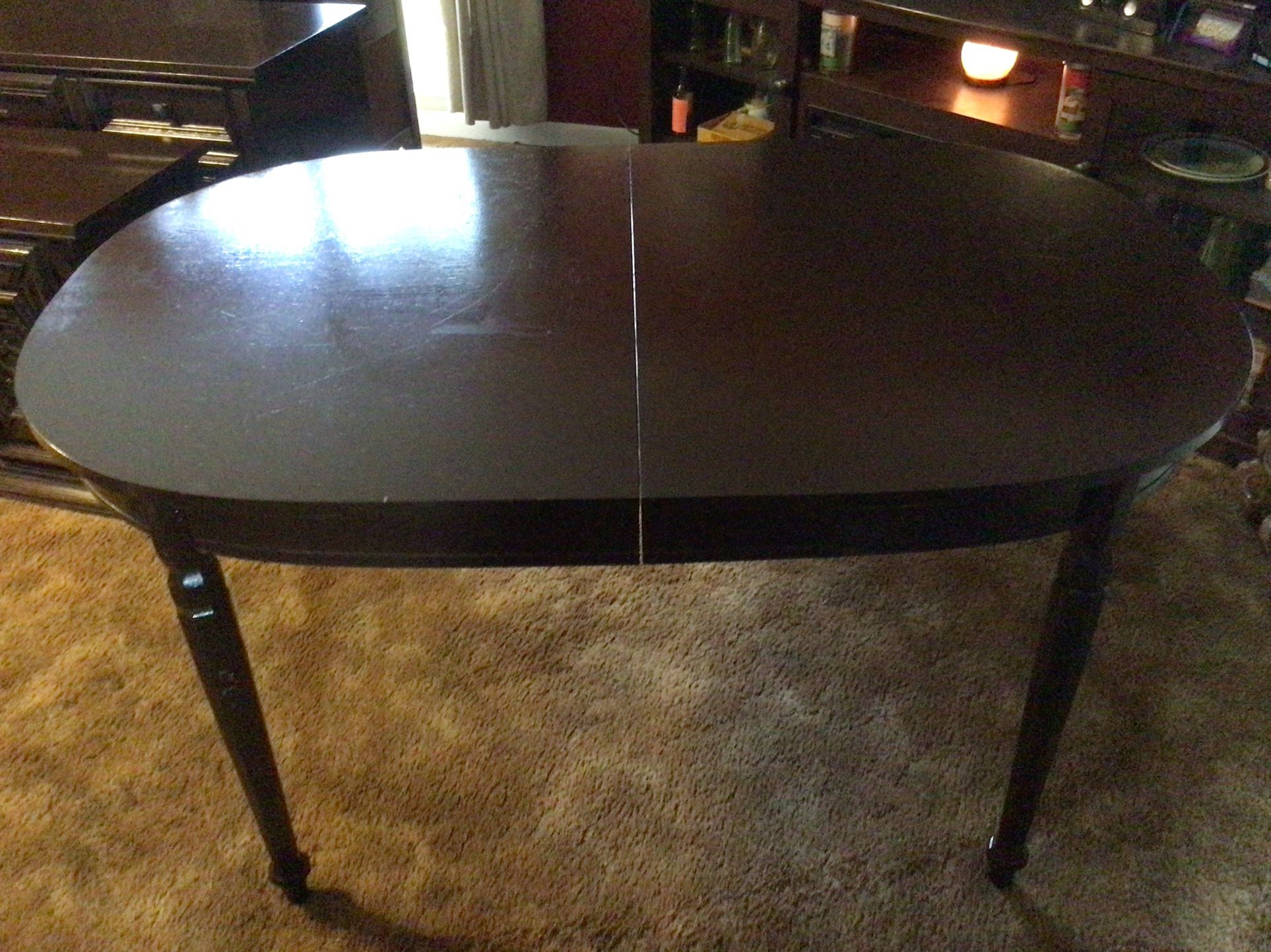 Beautiful Vintage/Antique Dark walnut stained table with 6 chairs $300