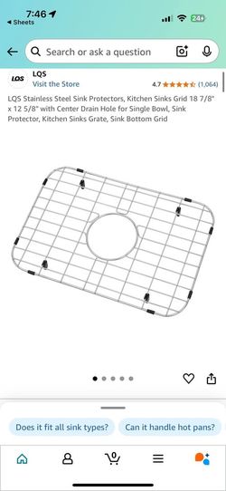 Stainless Steel Sink Grid – 18 7/8" x 12 5/8" with Center Drain D13