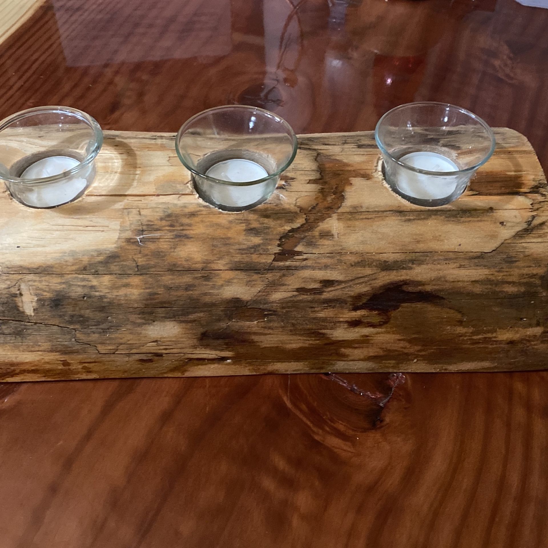 Half Log Candle Holder