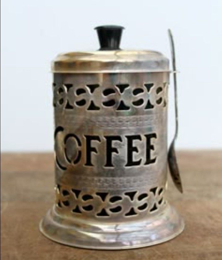 Antique Vintage English Silver Plate Pierced Coffee Canister