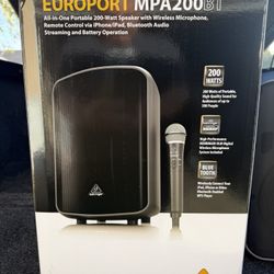 Behringer Europort MPA200BT PA System Wireless Battery Powered Speaker 
