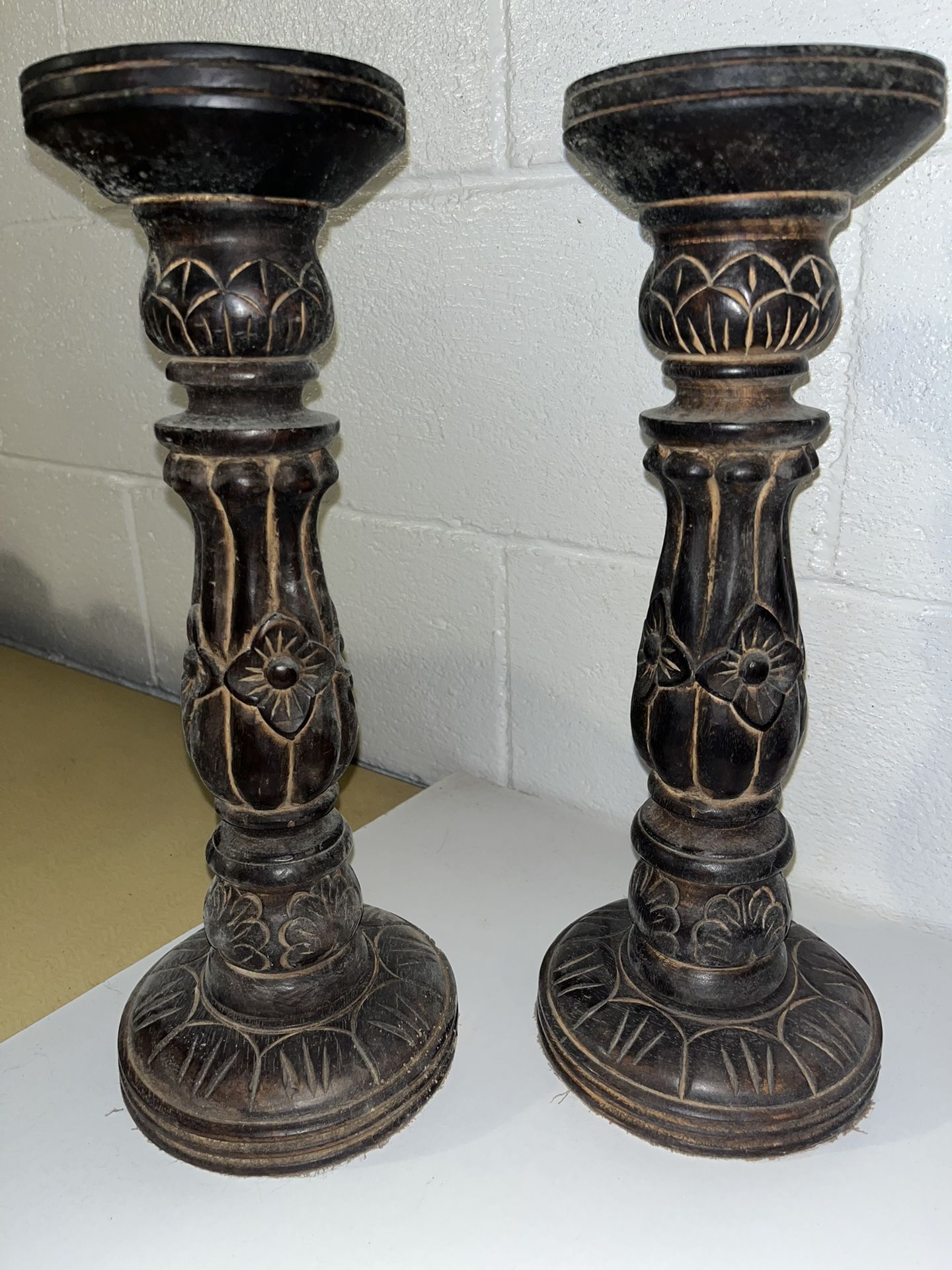 Wooden Carved Candle Holders 