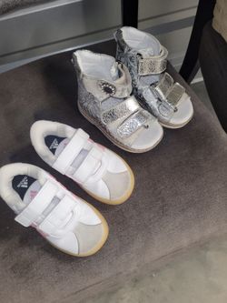 2 Pairs Toddler Girls Shoes Adidas and Sandals