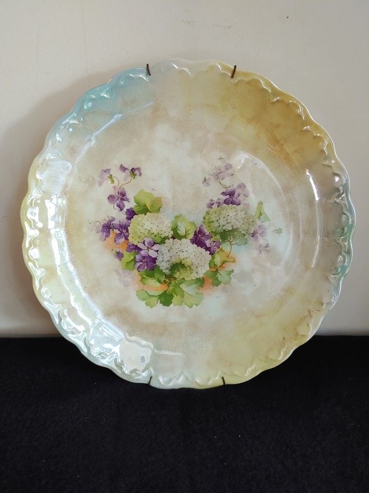 China Plate Floral Victorian Antique Hyacinths 1900's Scallopped Decor Garden