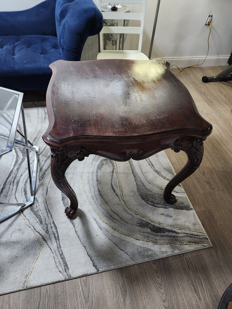 Heavy Real Wood Antique Side Table