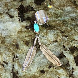 Sterling Silver Cuff Turquoise Earring Southwestern 