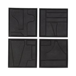 Alva Black Wall Sculpture (Set of 4)
