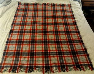 Authentic Vintage PENDLETON 100% Wool Plaid Lap Blanket 49x38 Blue/Gold Tag USA