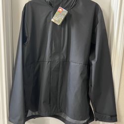 Ozark Trail Large Rain Jacket Men's Black Waterproof Hooded Lined Pockets New