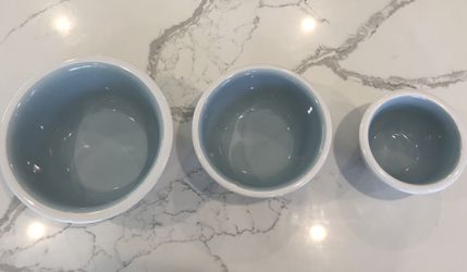 Corningware 3-Bowl Set (White/Blue).