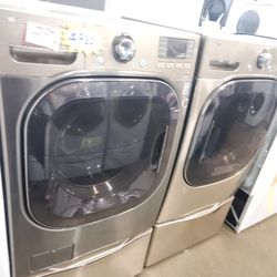 💯👌LG SET STEAM WASHER AND ELECTRIC DRYER STAINLESS STEEL 💯 JUMBO 