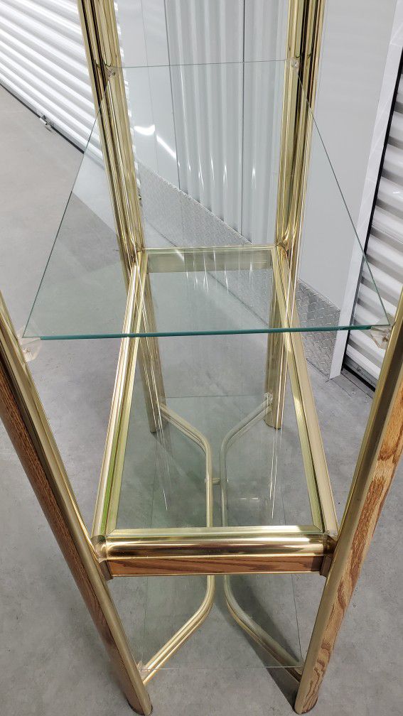 PENDING-MCM Display Shelf Vintage Gold and Woodgrain