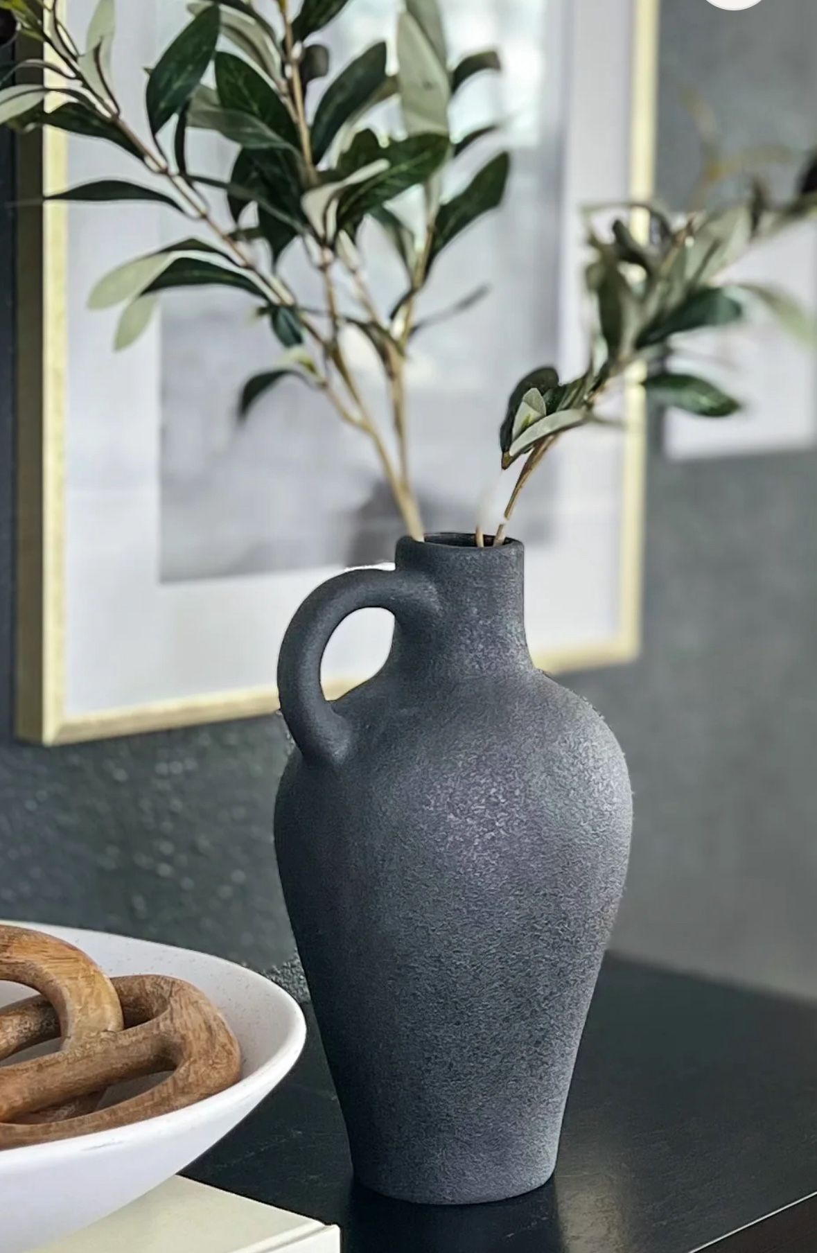 Laurel & Vine Coastal Olive Black Handmade Vase