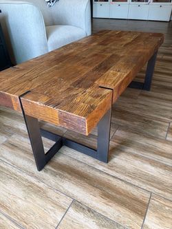 Rustic Wood and Metal Coffee Table
