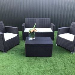 NEW-Grand patio 5 -Piece Patio Conversation Set, Outdoor plasticos Sofa Set Waterproof Cushions