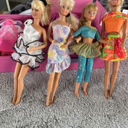 Vintage Barbie Dolls 80’s And 90’s Barbie Case And Clothes