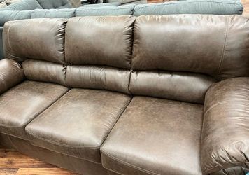 Brown Faux Leather 3-Seat Sofa