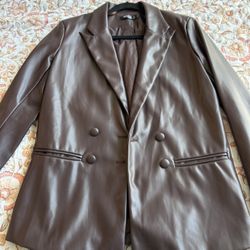 Brown Faux Leather Coat