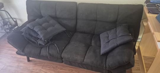 Black Fabric Futon Sofa Bed