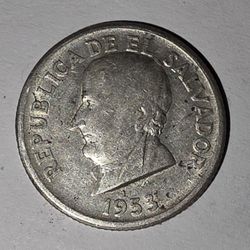 1953 EL SALVADOR 50 Centavos Silver Coin. Jose Matias Delgado.