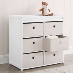 Changing Table with Fabric Bins, Bianca White/Flax Bins, New in Box