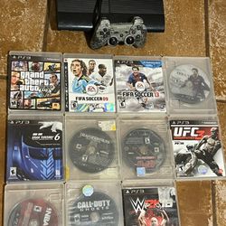PS3 With One Controller And 11 Games 