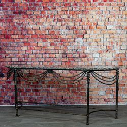 Rope & Tassel Metal Console Table w/ Granite Top 