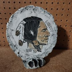 SHAPES of CLAY BY STAN - INDIAN HEAD 1937 Liberty PLAQUE & STAND
