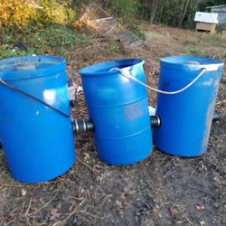 Koi pond filtration container ststem Drums With Strainer Plate and a Few Other Parts. 