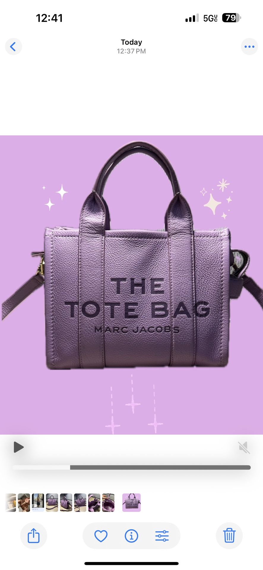 Marc Jacobs Small Leather Tote in Lilac β Mint Condition!