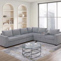 Sectional Sofa With USB Port And Console 
