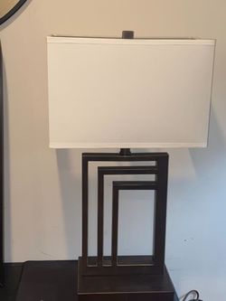 Unique Rectangular Asymmetrical Bronze Table Lamp H28"
