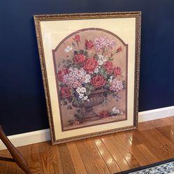 Vintage Barbara Mock Floral Print – Large Framed Wall Art – Home Interiors