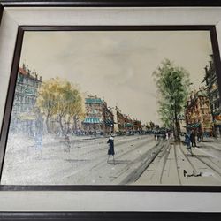 Mid Century Modern Paris Oil Painting Signed