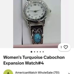 womens turquoise silver stretchband watch
