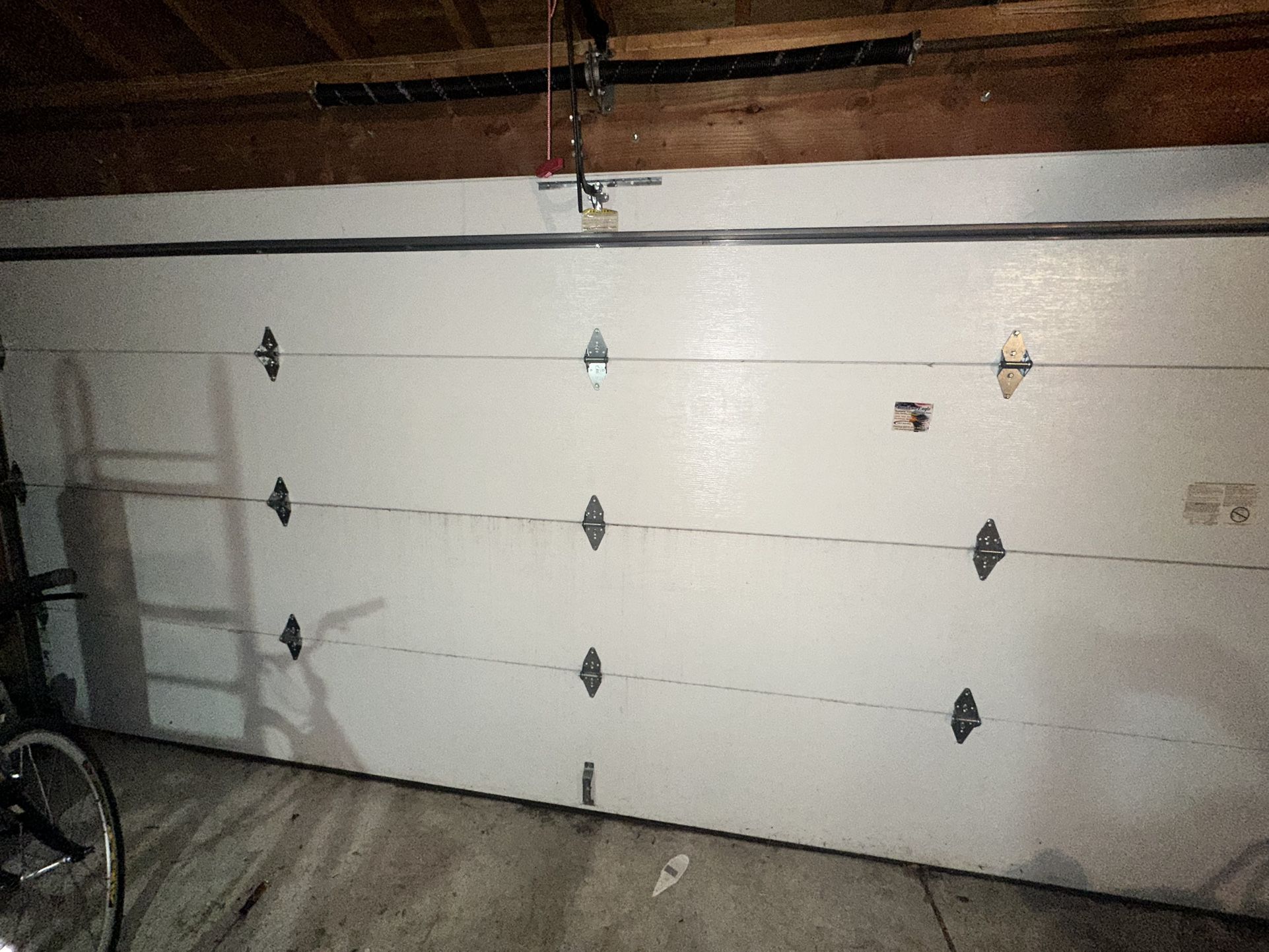 Garage Door White With Spring, Cable And Some Hardware
