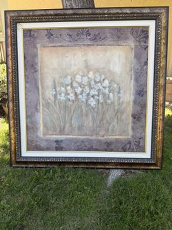Large 45” x 45” Framed Floral Wall Art – Elegant Statement Piece