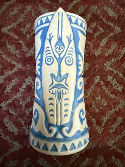 Disney Trader Sam's Mug Blue Tangaroa Surfboard Enchanted Tiki Bar 1st Edition