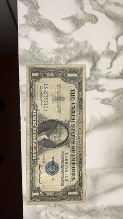 Billete De Un Dólar Con Cello Azul
