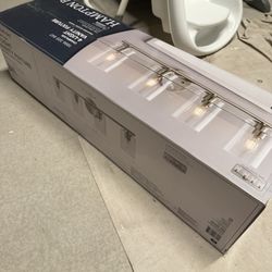 Hampton Bay Champlain 31.5 in. 4-Light Brushed Nickel Modern Bathroom Vanity Light with Clear Glass