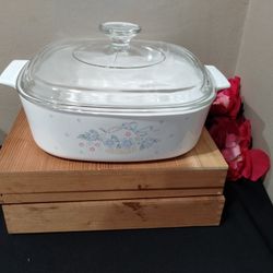 Vintage Corning Ware Country Cornflower Blue Ribbon A-2-B w. Lid 2 Liters 